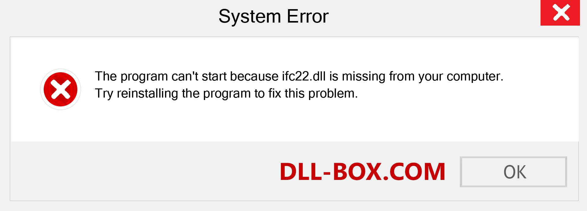  ifc22.dll file is missing?. Download for Windows 7, 8, 10 - Fix  ifc22 dll Missing Error on Windows, photos, images